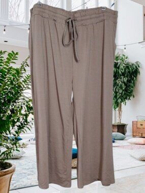UEU Taupe Wide-Leg Flowy Super Soft Drawstring Pants Size 2XL